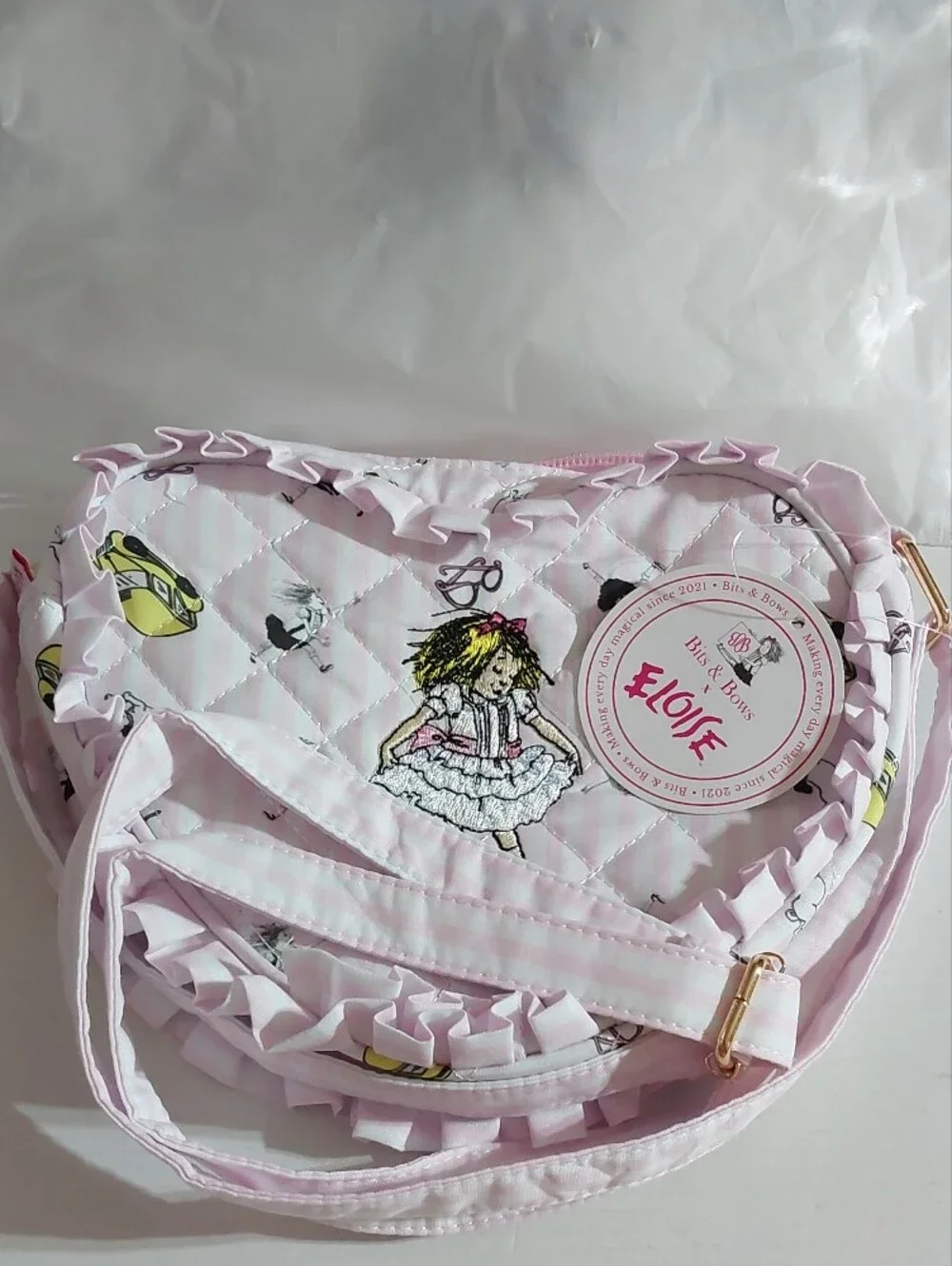 Pink Quilted Eloise Heart Kids Crossbody Bag